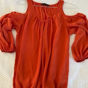 Orange cold shoulder maternity top
